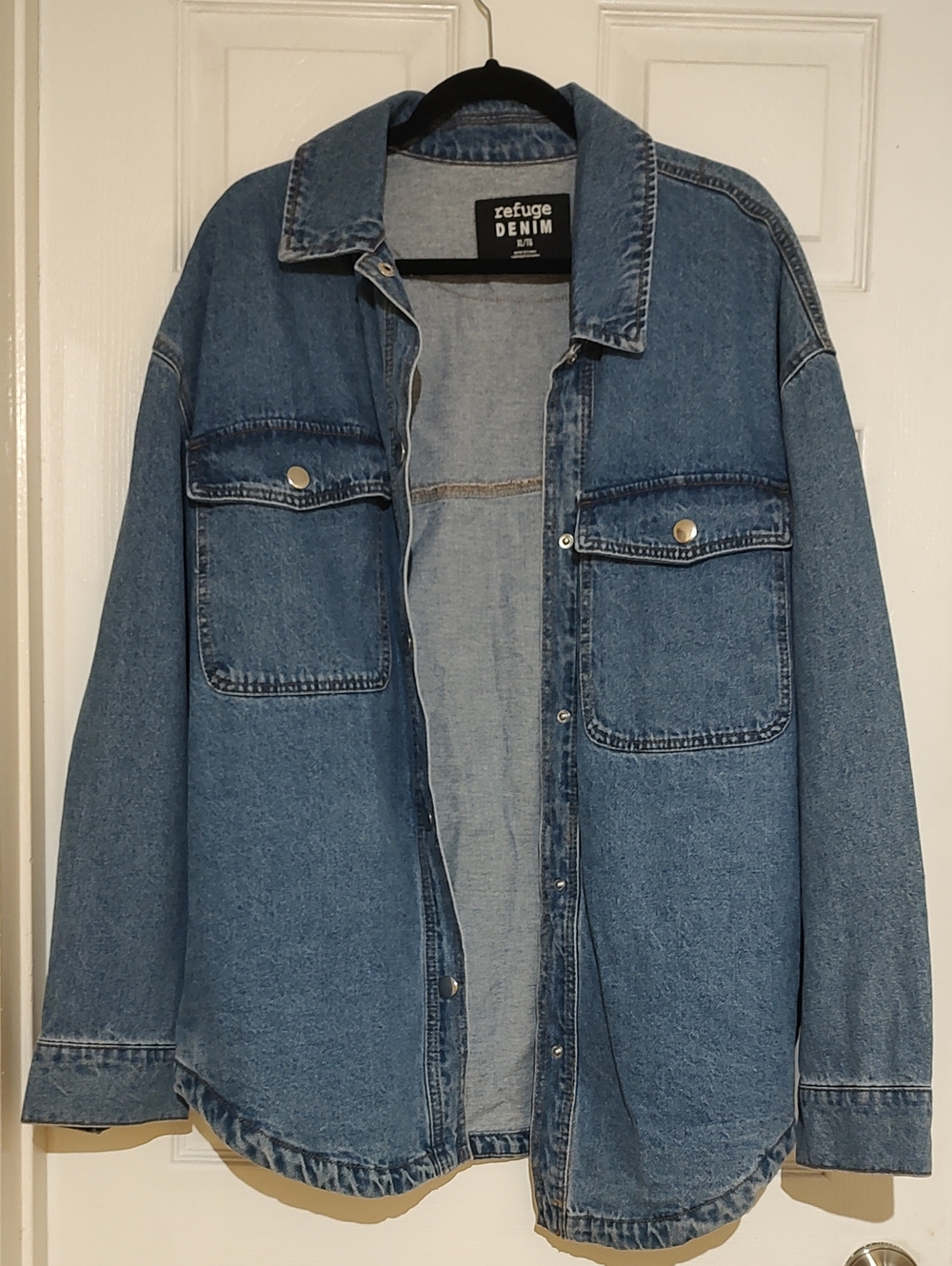 Refuge Men's Blue Oversized Denim Jacket